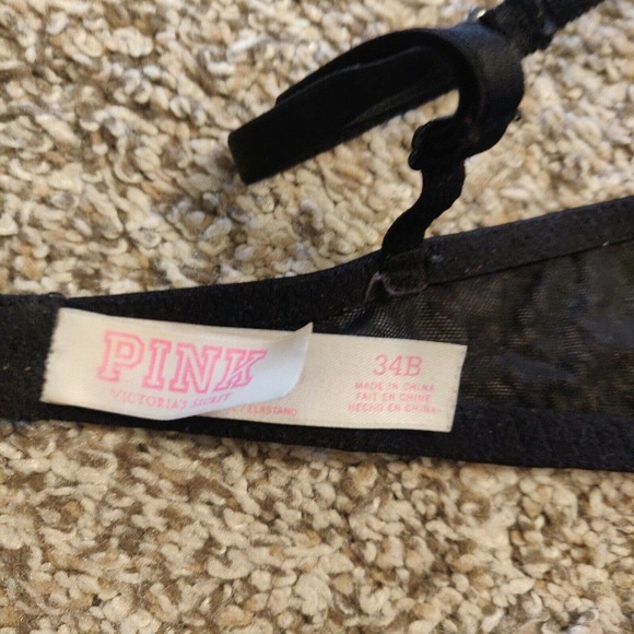PINK Victoria's Secret Women's Bra Date Push-up Black Lace Size 34B. - Picture 3 of 6